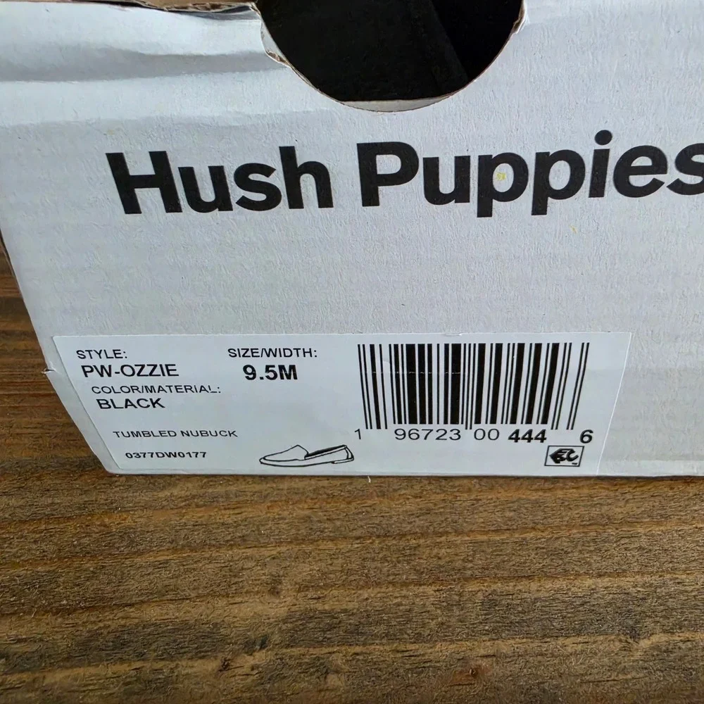 Hush Puppies Womens Ozzie Loafer‎ Black Nubuck Leather Flats Size 9.5M